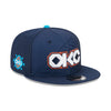 YOUTH 2025-26 CITY EDITION OKC THUNDER NEW ERA 950 SNAPBACK in Blue - Front Right View