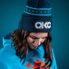 Model Wearing 2025-26 CITY EDITION OKC THUNDER NEW ERA KNIT