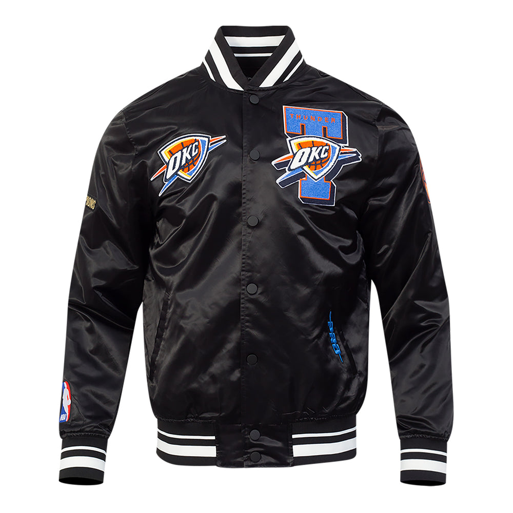OKC Thunder 2025 NBA Champions Pro Standard Satin Jacket in Black - Front View