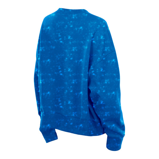 Ladies OKC Thunder New Era Mineral Wash Crewneck in Blue - Back View