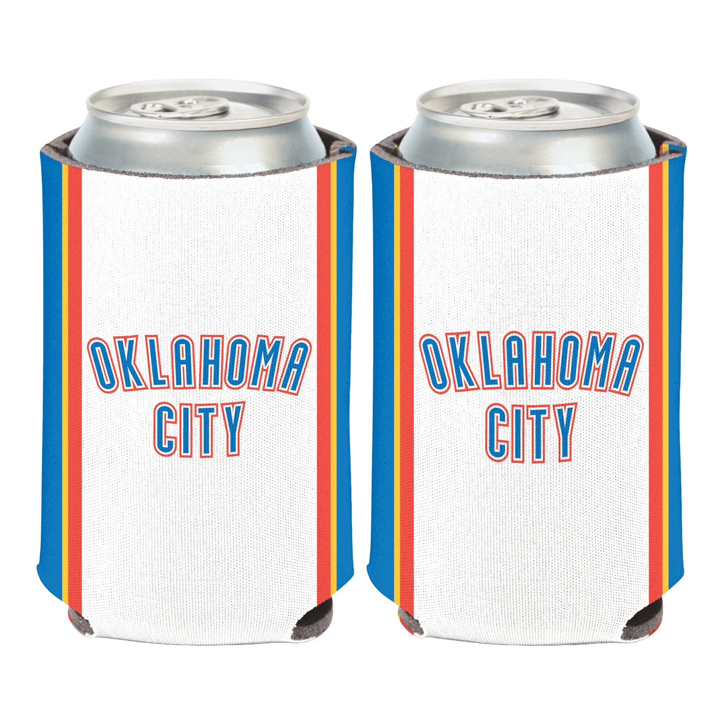 OKLAHOMA CITY THUNDER ASSOCIATION JERSEY 12 OZ CAN COOLER - Front and Back View