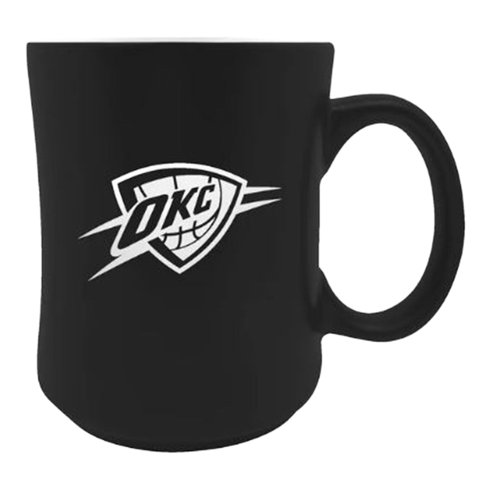 OKLAHOMA CITY THUNDER PRIMARY STARTER 19 OZ BLACK CERAMIC MUG