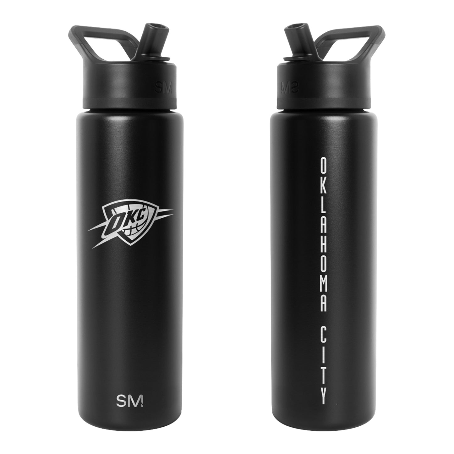 OKLAHOMA CITY THUNDER PRIMARY 30 OZ SUMMIT 2.0 BOTTLE In Black - Front and Back View