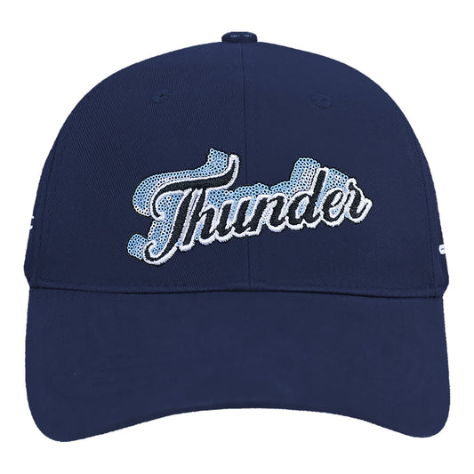LADIES OKC THUNDER PRO STANDARD CITY LIGHTS SEQUIN HAT in Blue - Front View