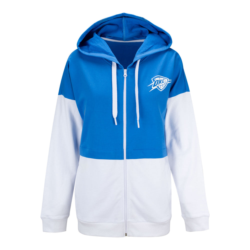 LADIES OKLAHOMA CITY THUNDER WHITE SHIELD FULL ZIP JACKET