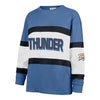 Ladies Oklahoma City Thunder Breezeway Archive Crew Neck Sweatshirt in Blue - Front View