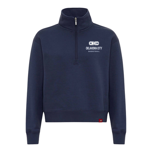 Ladies Oklahoma City Thunder Sportiqe Marant Rowan Quarter Zip Sweatshirt in Blue - Front View