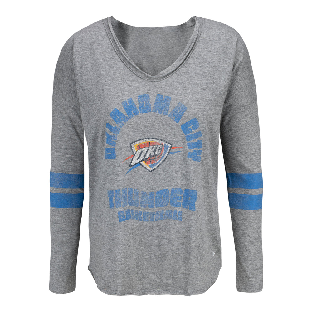 LADIES OKLAHOMA CITY THUNDER 47 BRAND COURTSIDE LETTER LONG SLEEVE T-SHIRT