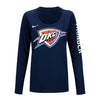 OKC THUNDER WOMENS NIKE LONG SLEEVE SCOOP NECK T-SHIRT IN BLUE - FRONT VIEW