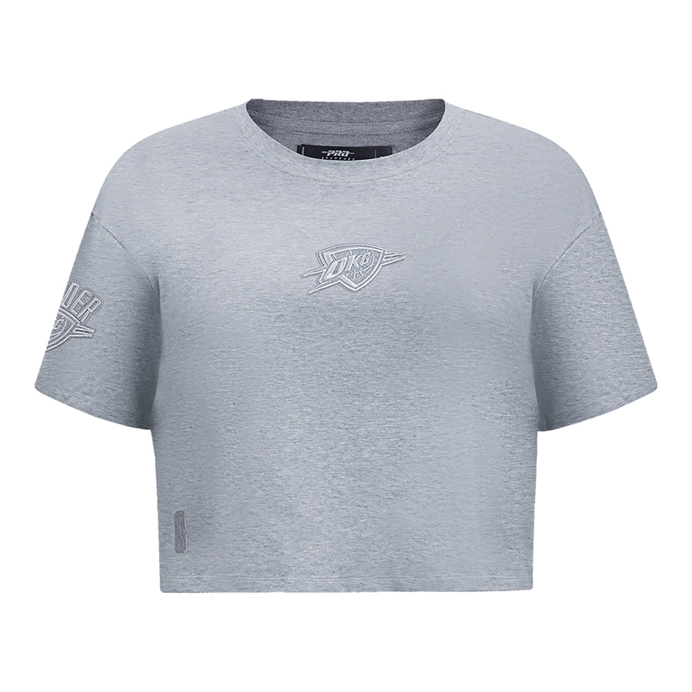 Ladies Oklahoma City Thunder Pro Standard Reverse French Terry Boxed T-Shirt in Grey - Front View