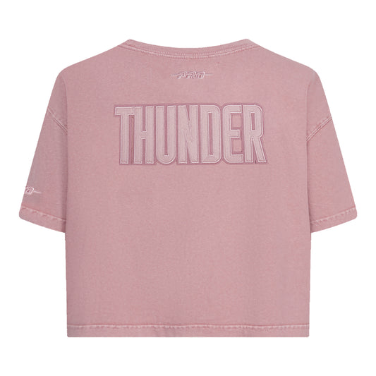 Ladies Oklahoma City Thunder Enzyme Washed T-Shirt in Pink - Back View