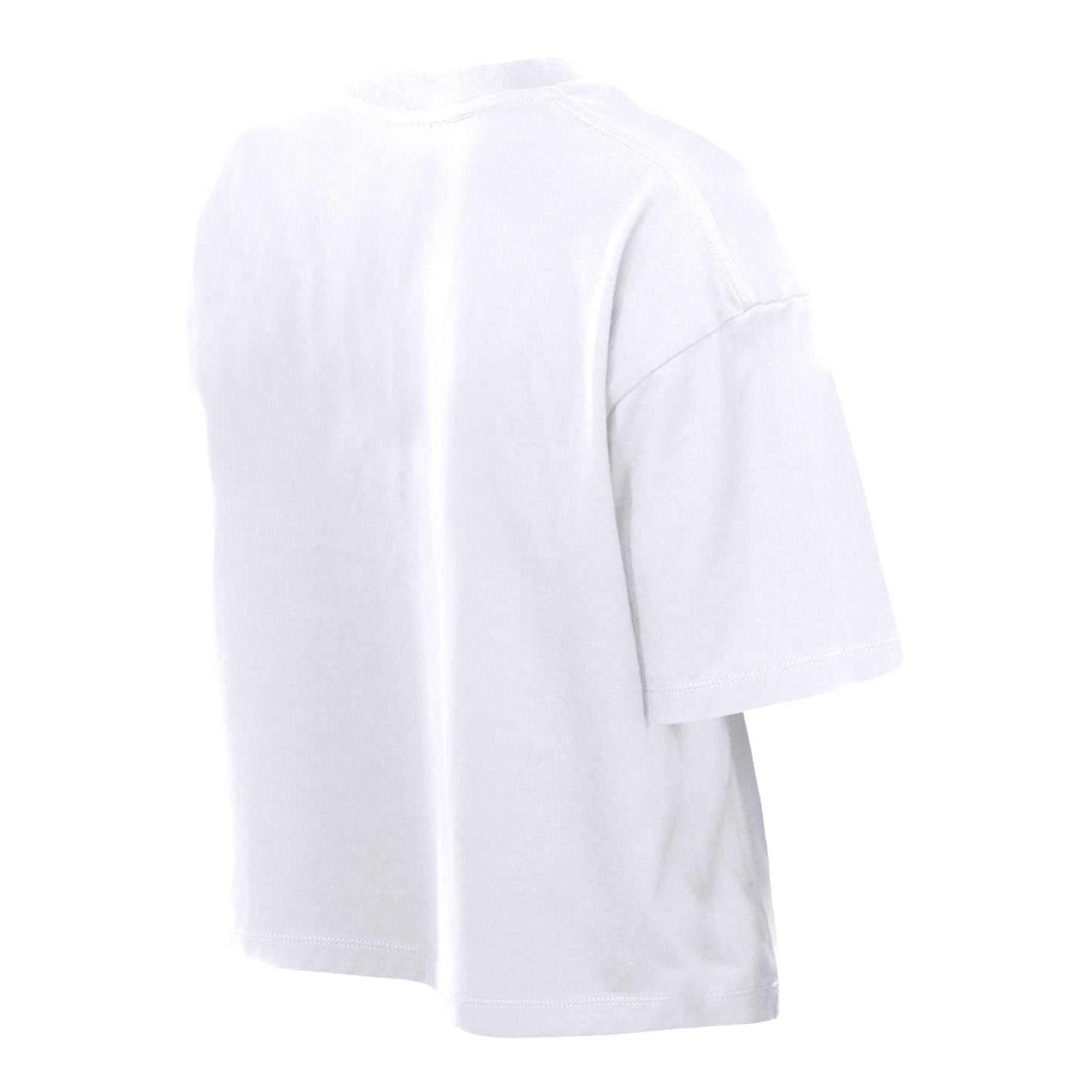 Ladies OKC Thunder New Era Puff Print Cropped T-Shirt in White - Back View