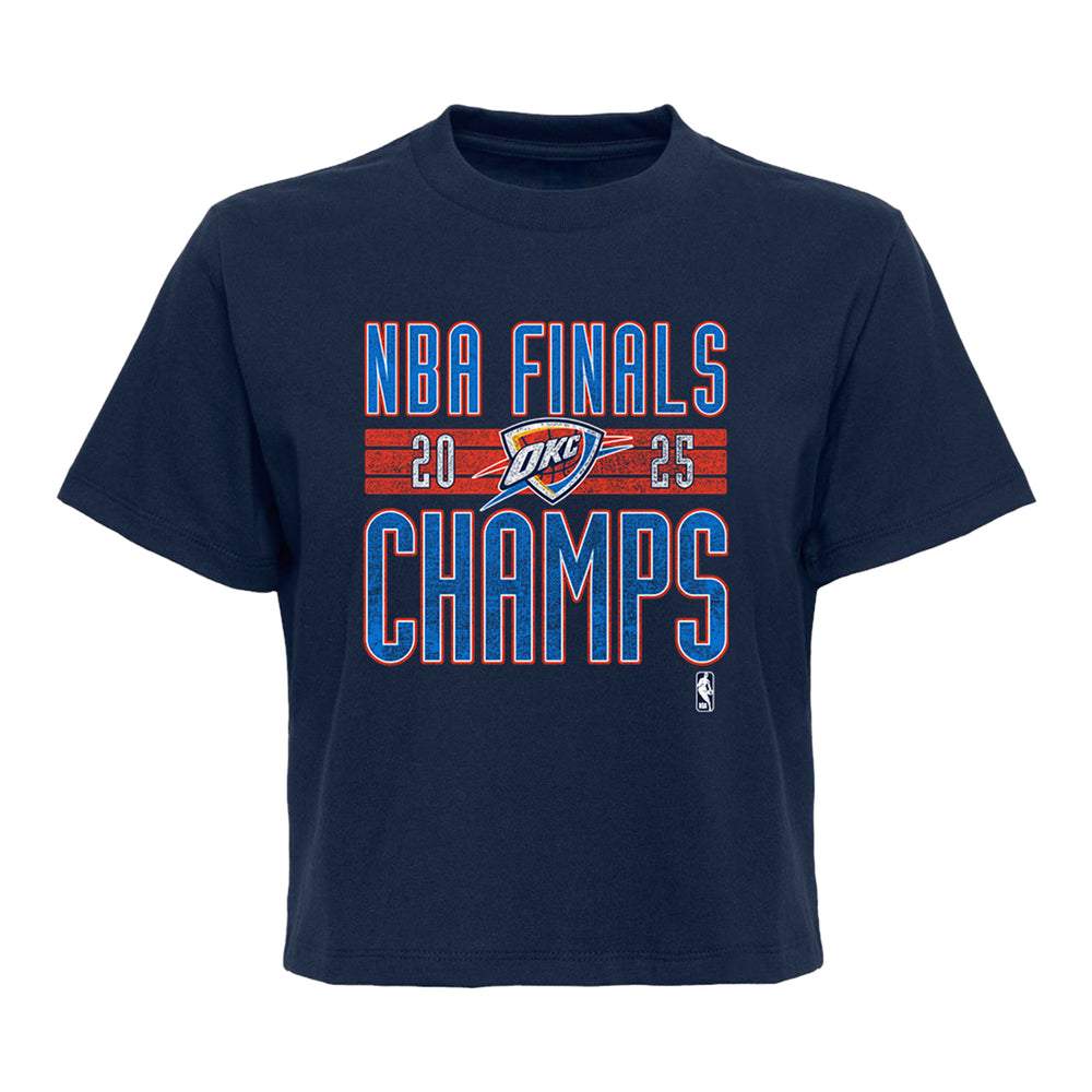 Ladies Oklahoma City Thunder 2025 NBA Champions Distressed Boxy T-Shirt