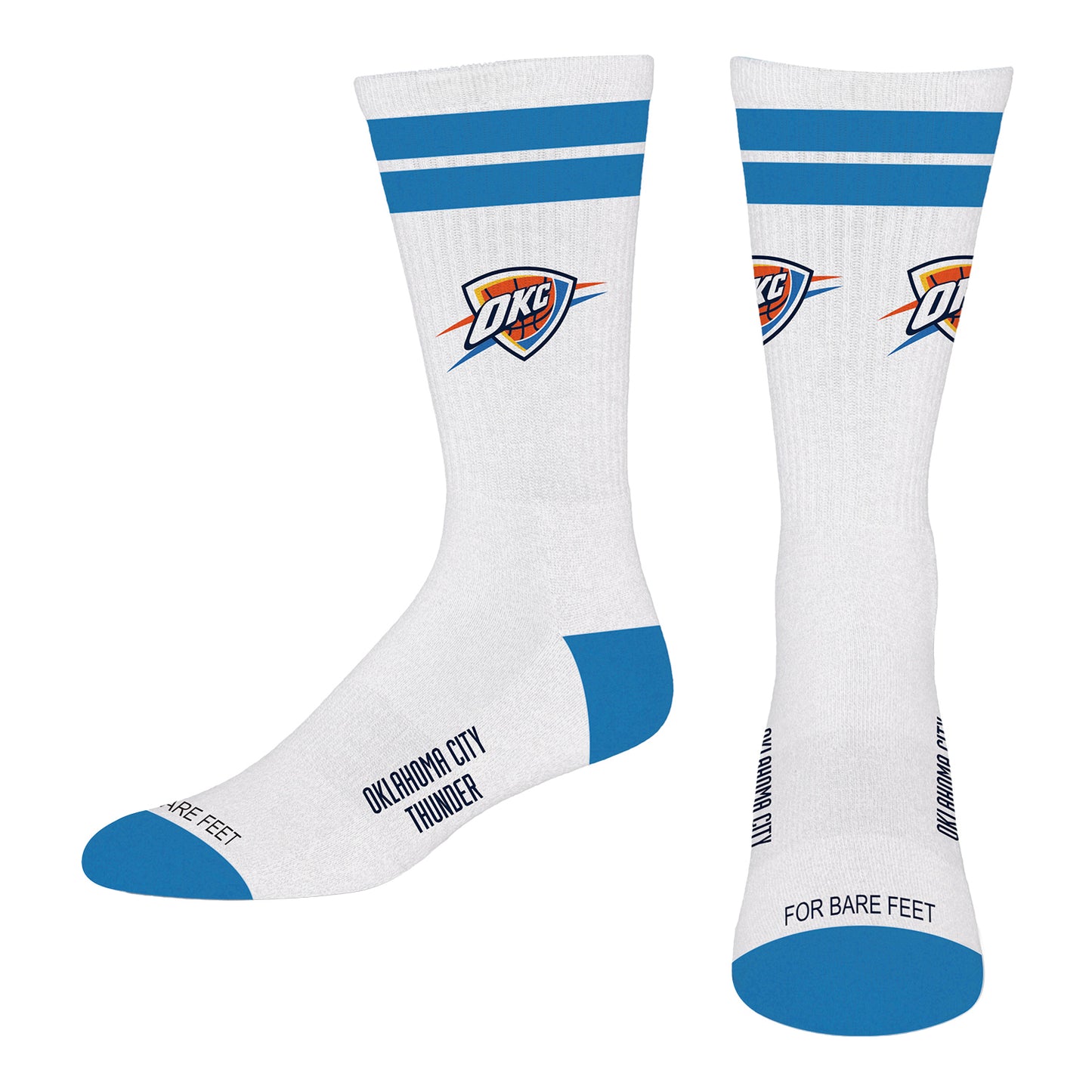 OKLAHOMA CITY THUNDER WHITE STRIPES SOCK in White - FRont View
