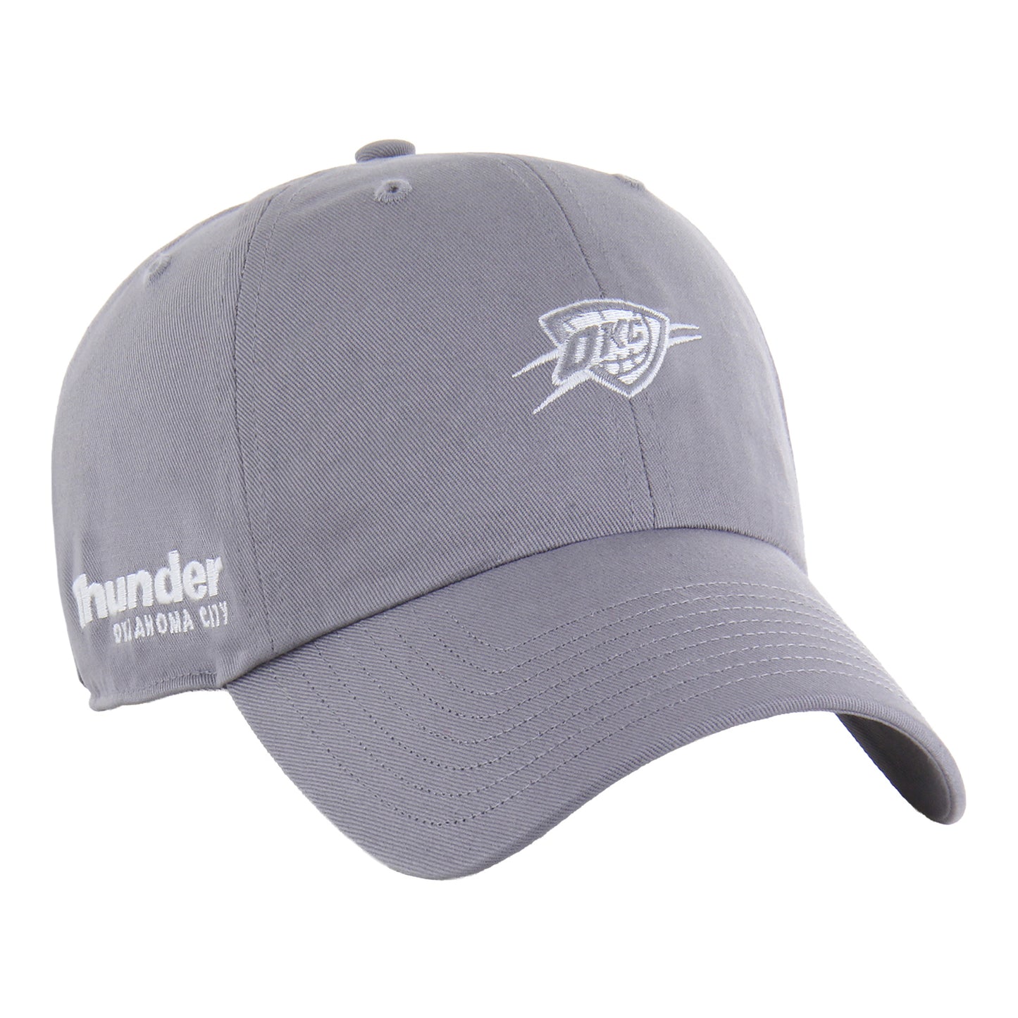 OKC THUNDER 47 BRAND CLEAN UP GREY FOUNDATION HAT in Grey - Front Right Angle