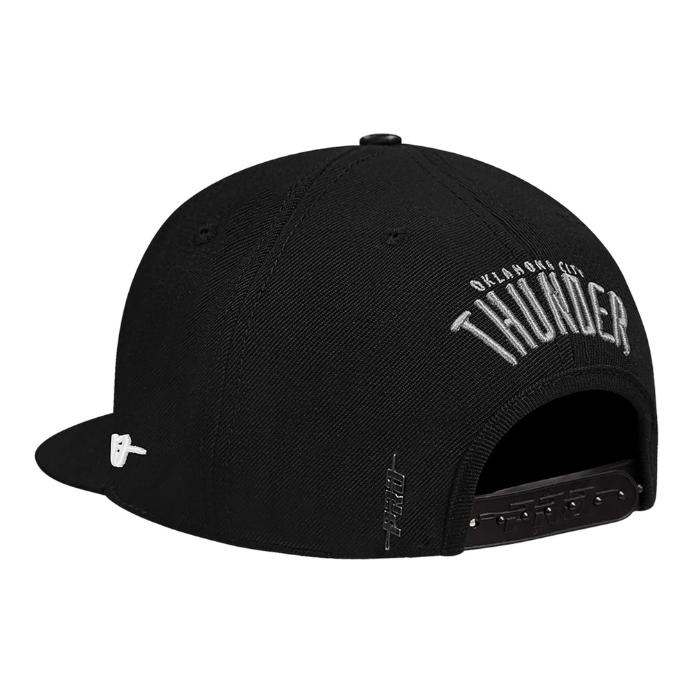 OKC THUNDER PRO STANDARD FRENCH TERRY PINCH SNAPBACK in White and Black - Back View