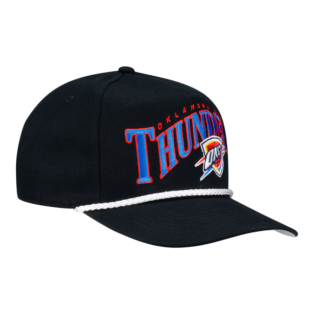 OKC Thunder 47 Brand Curved Wordmark Rope Hat in Black - Front Right View