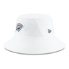 OKC Thunder New Era White Bucket Hat - Front Left View