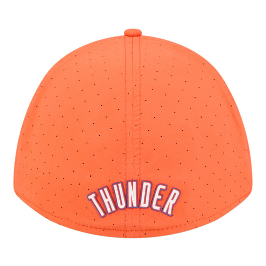 OKC Thunder New Era 39Thirty M-Crown Assist Flex Hat in Orange - Back View