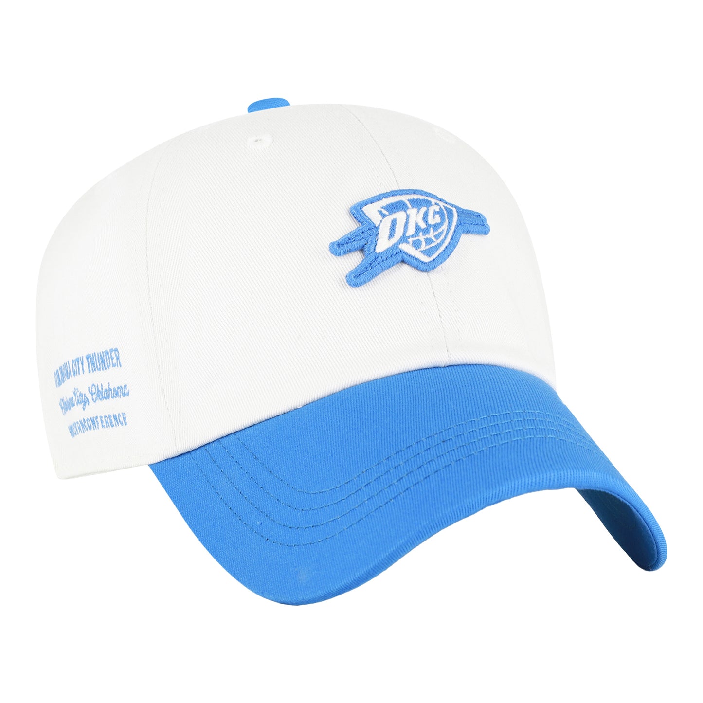 OKC Thunder 47 Brand Micro Two-Tone Clean Up Hat in White - Front Right View