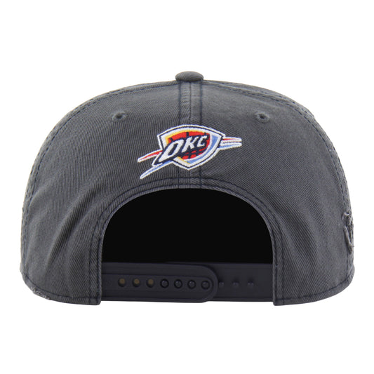 OKC Thunder 47 Brand Cragged Captain Snapback Hat in Black - Back View