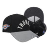 OKC THUNDER PRO STANDARD MODERN ORIGINALS SNAPBACK IN BLACK - SIDE & INSIDE VIEW