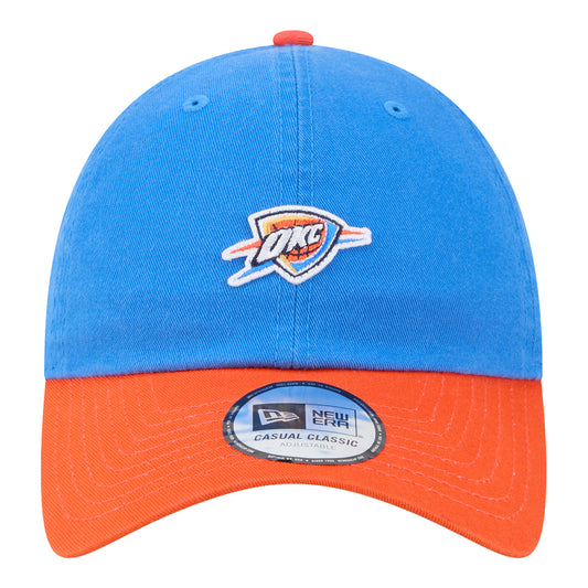 OKC Thunder New Era Casual Classic Two-Tone Mirco Logo Hat in Blue and Orange - Front View
