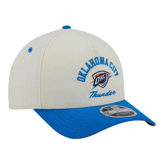 OKC Thunder New Era 9Forty A-Frame Arched Snap Hat in White - Front Right View