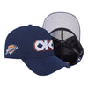 2025-26 CITY EDITION OKC THUNDER PRO STANDARD PRO PINCH SNAPBACK in Blue - Front Right View and Interior View