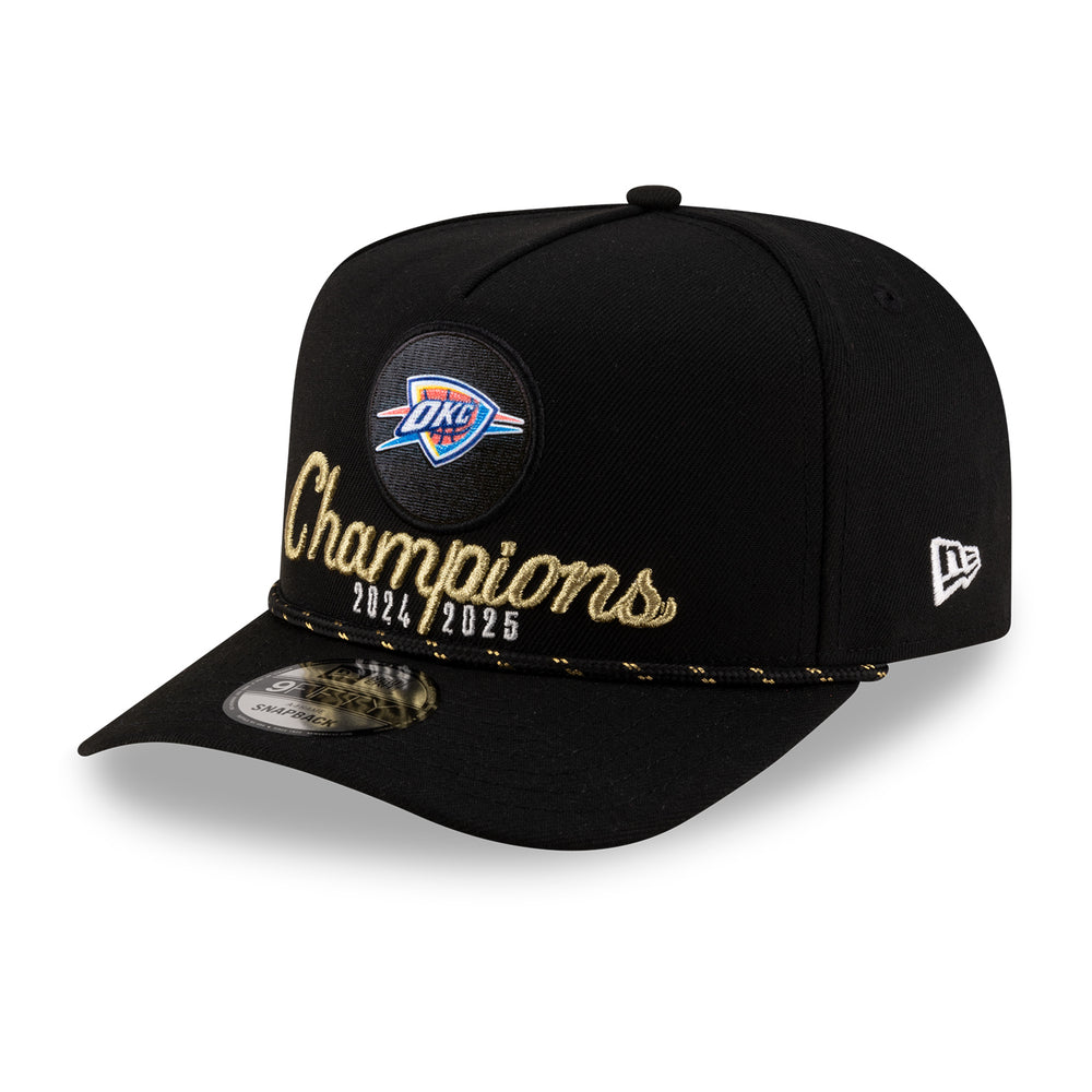 OKC Thunder 2025 NBA Champions Locker Room 950 AF Snapback in Black - Front Left View