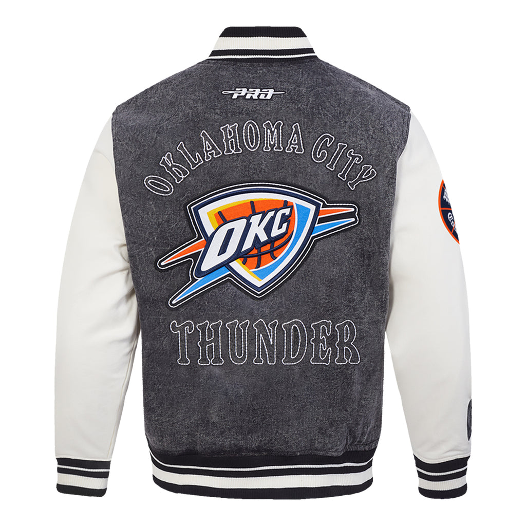 OKC THUNDER PRO STANDARD WASHED DENIM VARSITY JACKET | Official