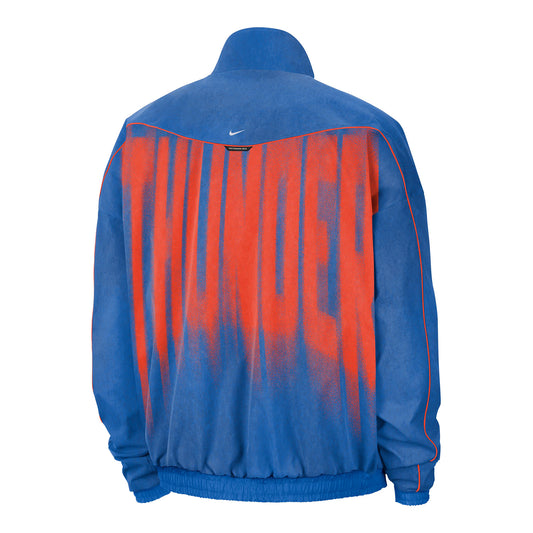 OKC Thunder Nike Standard Issue Game Anthem Jacket in Blue - Back View