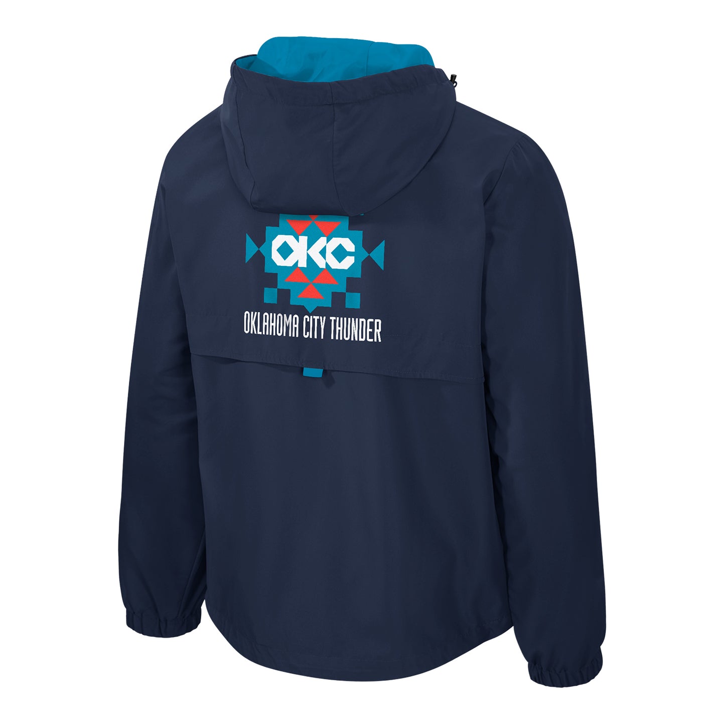 OKC Thunder Stadium Essentials 2025-2026 City Edition Anorak 1/4 Zip Pullover in Blue - Back View