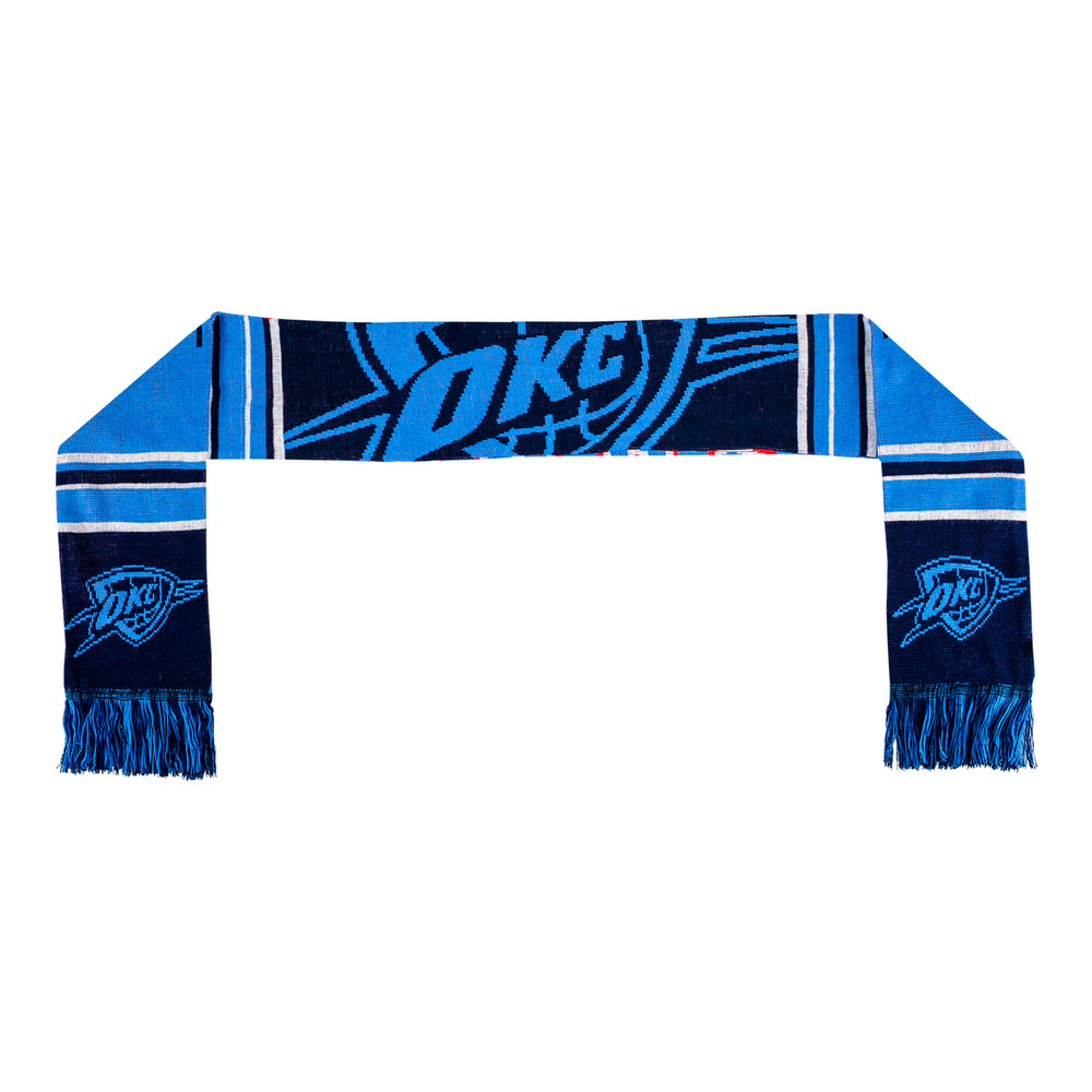 OKC THUNDER TWO SIDED SCARF - BLACK & BLUE SIDE