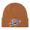 OKC THUNDER NEW ERA COLOR PACK CUFF BEANIE IN BROWN - FRONT VIEW