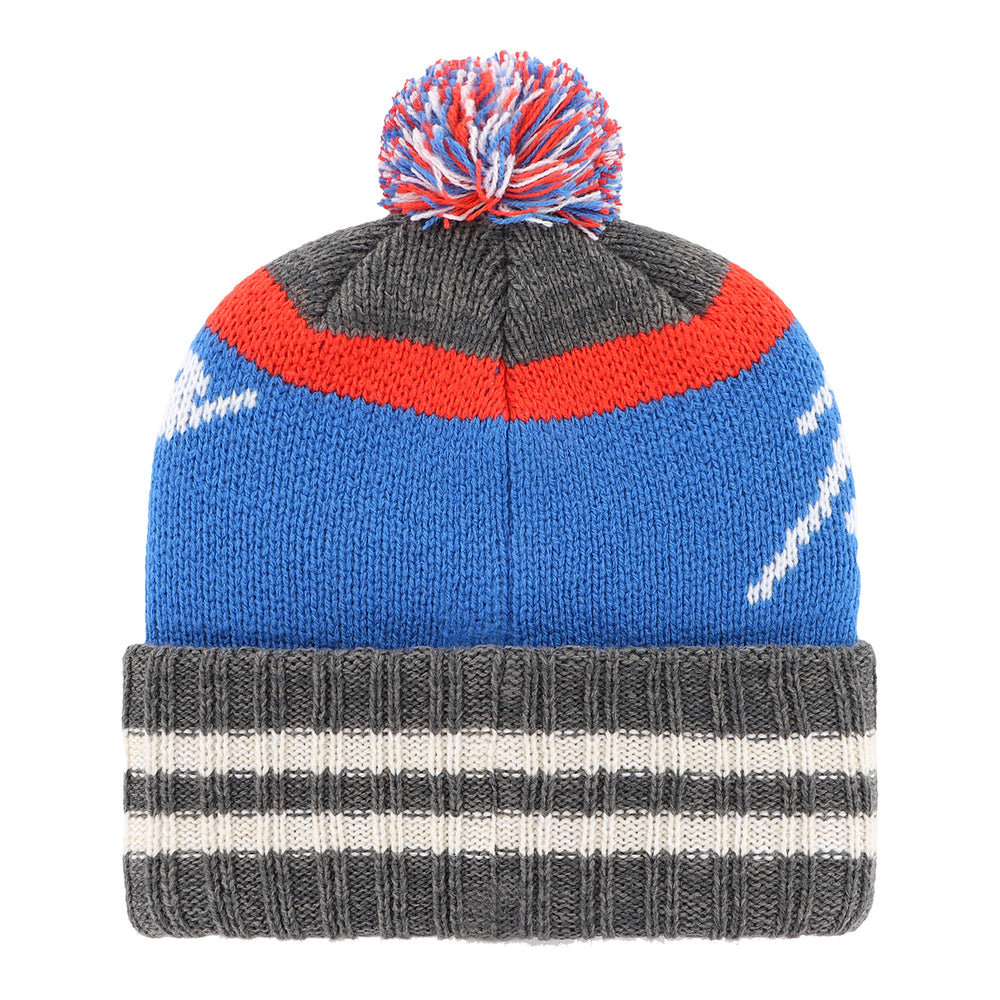 47 BRAND THUNDER HYPERBOLIC CUFF POM KNIT IN BLUE - BACK VIEW