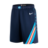 2025-26 CITY EDITION OKC THUNDER NIKE SWINGMAN SHORTS in Blue - Front View