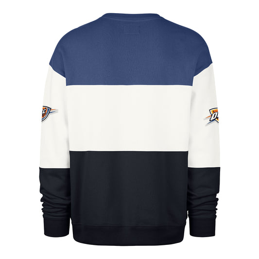 OKC THUNDER 47 BRAND MAXIMALIST COLORBLOCKED CREWNECK in Blue, White, and Black - Back View