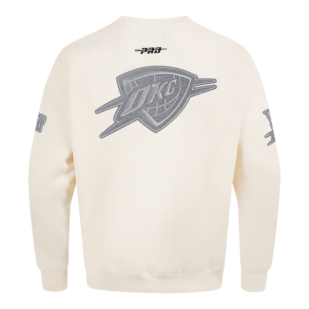 Okc Thunder Pro Standard Tonal Terry Cloth Crewneck in White - Back View