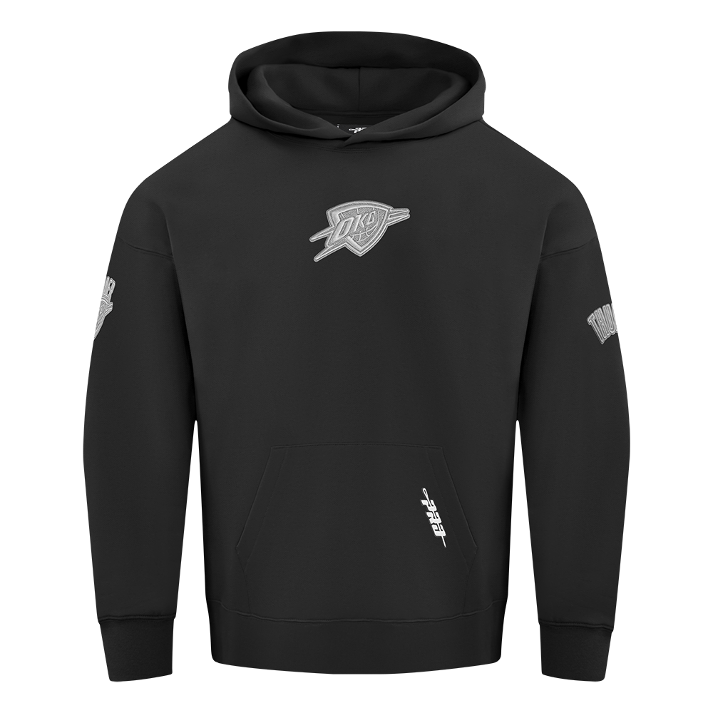 OKC Thunder Pro Standard Tonal Terry Cloth Hoodie in Black - Front View