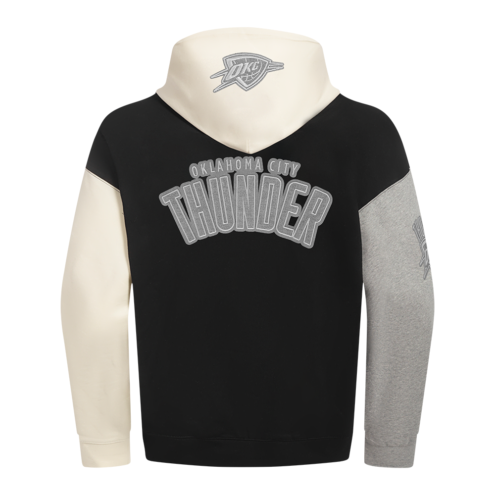 OKC Thunder Pro Standard Tonal Terry Cloth Colorblock Hoodie in Black - Back View