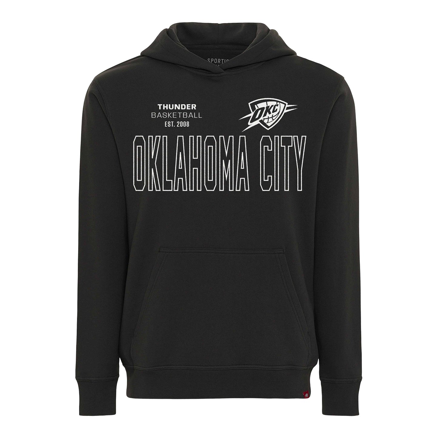 OKC Thunder Sportiqe Drake Tonal Hooded Sweatshirt in Black - Front View