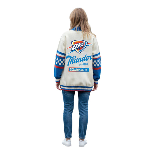 OKC THUNDER WILD COLLECTIVE FASHION CARDIGAN in White - Back View