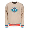 OKC Thunder Stripe Trim Native Crewneck Sweatshirt in Tan - Front View