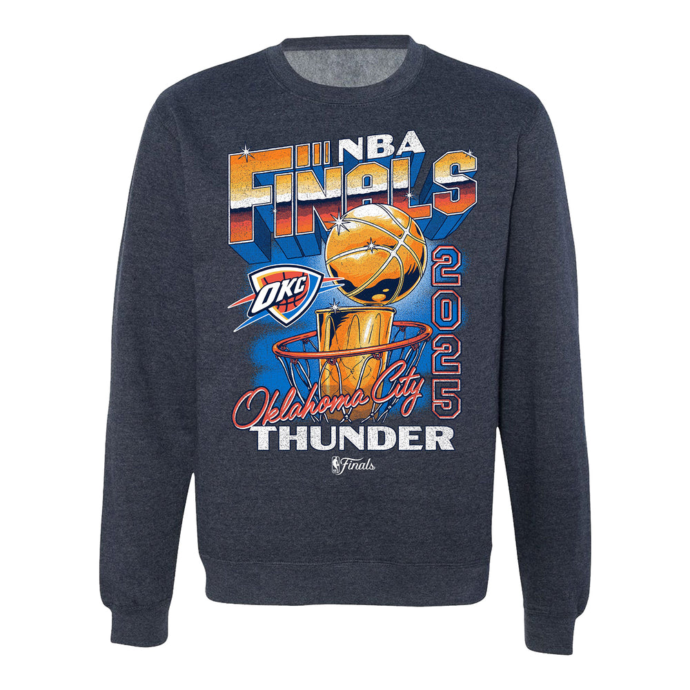 OKC THUNDER 2025 NBA FINALS VINTAGE HOOP & TROPHY SWEATSHIRT