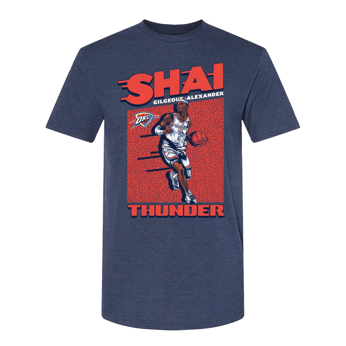 OKC THUNDER SHAI GILGEOUS-ALEXANDER ACTION T-SHIRT in Navy - Front View