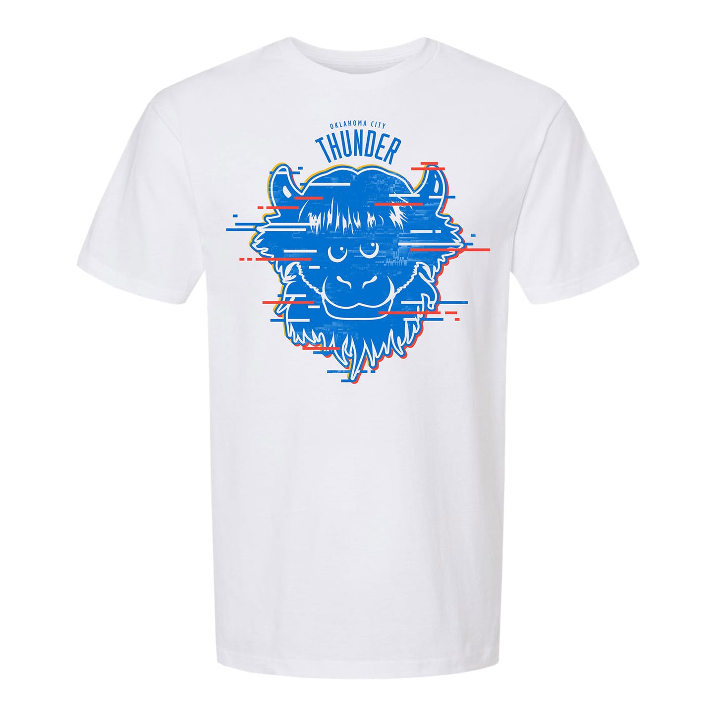 Youth OKC Thunder Rumble Glitch T-Shirt in White - Front View