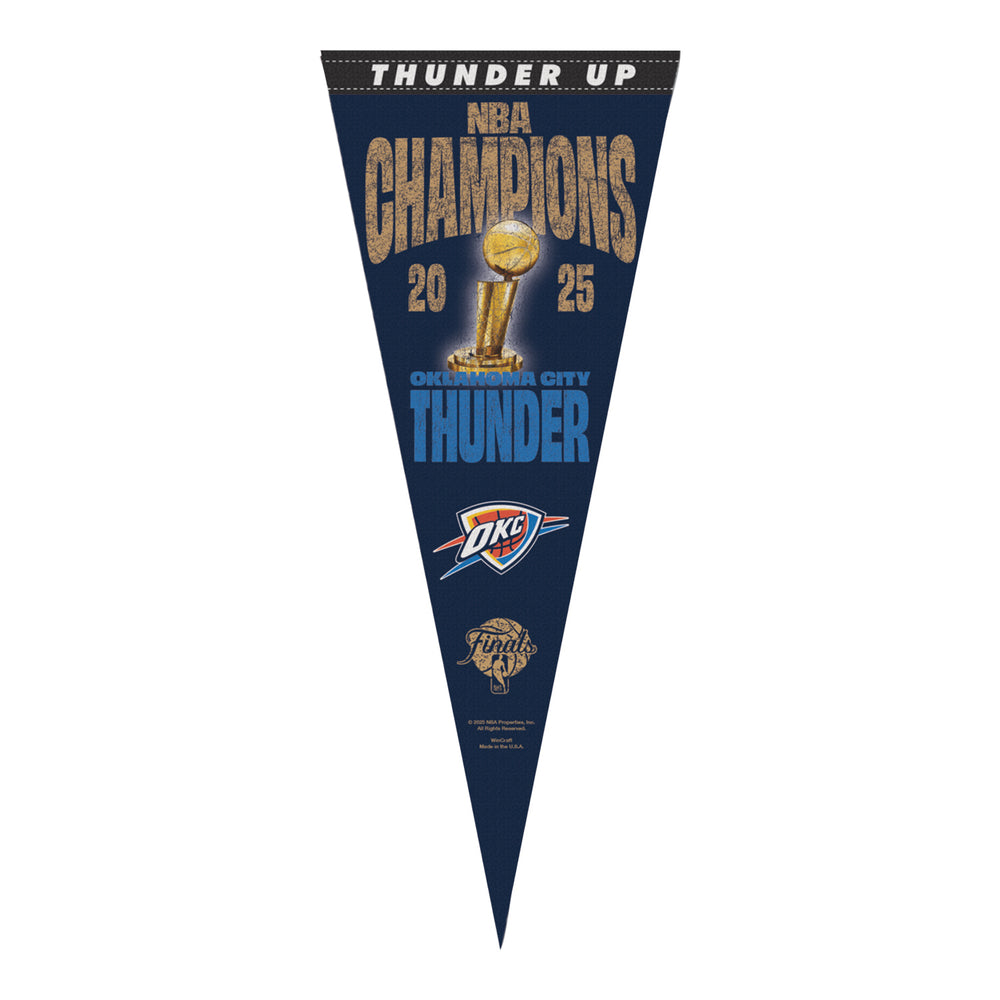 OKC THUNDER 2025 NBA CHAMPIONS ON COURT PENNANT