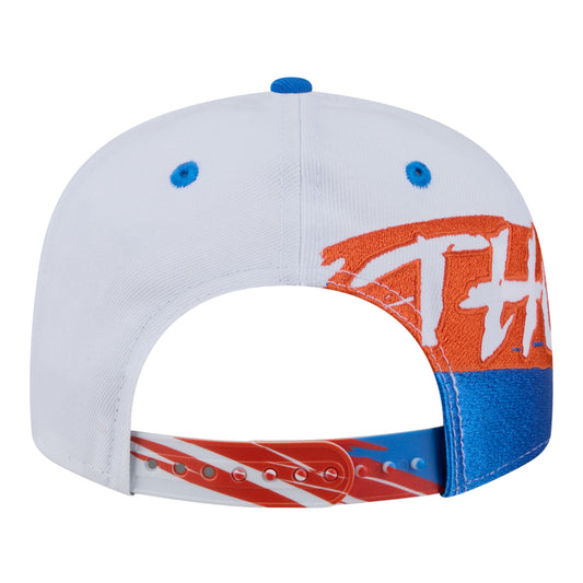 Youth OKC Thunder New Era 9Fifty Swept Snap Hat in White - Back View