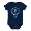 Newborn OKC Thunder Outerstuff Littlest Player 3-Pack Onesie Set in Navy - Front View